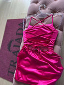 VESTIDO LUXO CETIM PINK