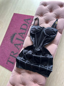 VESTIDO LUXO ACETIM PRETO