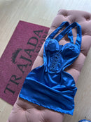 VESTIDO LUXO ACETIM AZUL